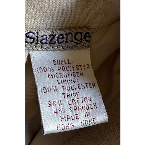 VTG Slazenger Mens M Vest Polyester Blend V Neck Tan Golf Shirt Lined Pockets - Picture 9 of 9